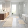 Superior Cotton Washable Bath Rug with Runner Bundle Set, 3 Piece, Ivory | Non slip Highly Absorbent Checkered Design for Double Vanity, Tub or Shower, Set Includes 1 Small Rug, 1 Large Rug, 1 Runner