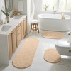 Superior Cotton Washable Bath Rug with Runner Bundle Set, 3 Piece, Ivory | Non slip Highly Absorbent Oval Design for Double Vanity, Tub or Shower, Set Includes 1 Small Rug, 1 Large Rug, 1 Runner