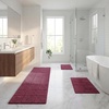 Superior Cotton Washable Bath Rug with Runner Bundle Set, 3 Piece, Plum | Non slip Highly Absorbent Checkered Design for Double Vanity, Tub or Shower, Set Includes 1 Small Rug, 1 Large Rug, 1 Runner