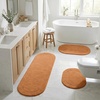 Superior Cotton Washable Bath Rug with Runner Bundle Set, 3 Piece, Rust | Non slip Highly Absorbent Oval Design for Double Vanity, Tub or Shower, Set Includes 1 Small Rug, 1 Large Rug, 1 Runner