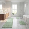 Superior Cotton Washable Bath Rug with Runner Bundle Set, 3 Piece, Sage | Non slip Highly Absorbent Checkered Design for Double Vanity, Tub or Shower, Set Includes 1 Small Rug, 1 Large Rug, 1 Runner