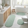 Superior Cotton Washable Bath Rug with Runner Bundle Set, 3 Piece, Sage | Non slip Highly Absorbent Oval Design for Double Vanity, Tub or Shower, Set Includes 1 Small Rug, 1 Large Rug, 1 Runner