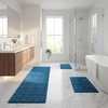 Superior Cotton Washable Bath Rug with Runner Bundle Set, 3 Piece, Sapphire | Non slip Highly Absorbent Checkered Design for Double Vanity, Tub or Shower, Set Includes 1 Small Rug, 1 Large Rug, 1 Runner