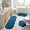 Superior Cotton Washable Bath Rug with Runner Bundle Set, 3 Piece, Sapphire | Non slip Highly Absorbent Oval Design for Double Vanity, Tub or Shower, Set Includes 1 Small Rug, 1 Large Rug, 1 Runner