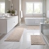 Superior Cotton Washable Bath Rug with Runner Bundle Set, 3 Piece, Stone | Non slip Highly Absorbent Solid Design for Double Vanity, Tub or Shower, Set Includes 1 Small Rug, 1 Large Rug, 1 Runner