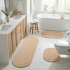 Superior Cotton Washable Bath Rug with Runner Bundle Set, 3 Piece, Taupe | Non slip Highly Absorbent Oval Design for Double Vanity, Tub or Shower, Set Includes 1 Small Rug, 1 Large Rug, 1 Runner