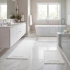 Superior Cotton Washable Bath Rug with Runner Bundle Set, 3 Piece, White | Non slip Highly Absorbent Solid Design for Double Vanity, Tub or Shower, Set Includes 1 Small Rug, 1 Large Rug, 1 Runner