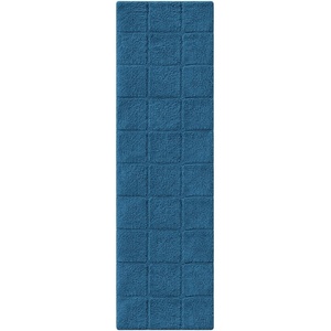 Superior Cotton Washable Bath Rug, Non Slip Runner, 1 Piece Set, Sapphire | Absorbent Combed Cotton Bath Rug Runner or Rug Set, Bathroom Vanity or Kitchen Sink, Includes One 2 x 5 Feet Checkered Runner