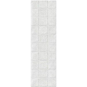 Superior Cotton Washable Bath Rug, Non Slip Runner, 1 Piece Set, White | Absorbent Combed Cotton Bath Rug Runner or Rug Set, Bathroom Vanity or Kitchen Sink, Includes One 2 x 5 Feet Checkered Runner