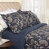 Superior Premium Cotton Flannel Duvet Cover Set, All Season 100% Brushed Cotton Flannel Bedding, 3-Piece Set with Duvet Cover and Pillow Shams – Pumpkin Paisley, Full/Queen(Navy Blue)