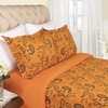 Superior Premium Cotton Flannel Duvet Cover Set, All Season 100% Brushed Cotton Flannel Bedding, 3-Piece Set with Duvet Cover and Pillow Shams – Pumpkin Paisley, Full/Queen(Pumpkin)