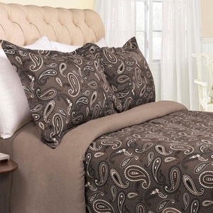 Superior Premium Cotton Flannel Duvet Cover Set, All Season 100% Brushed Cotton Flannel Bedding, 3-Piece Set with Duvet Cover and Pillow Shams – Pumpkin Paisley, Full/Queen(Charcoal)