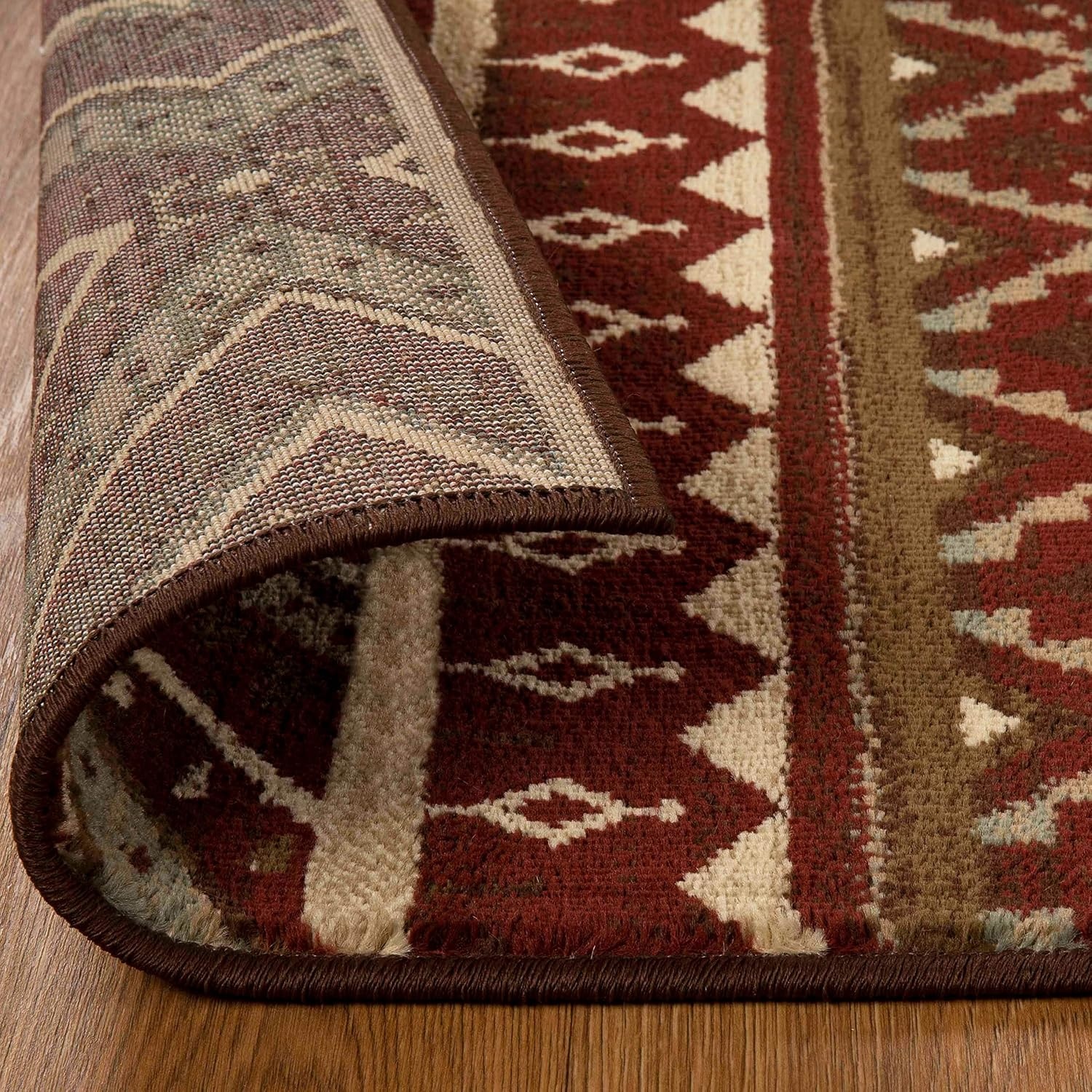 image:imageSuperior Indoor Runner Rug Jute Backing Southwestern Geometric Medallion Ideal for Entryway Living Room Kitchen Bedroom Hallway Floor Cover Tampa Collection 2 7 x 8 Maroon
