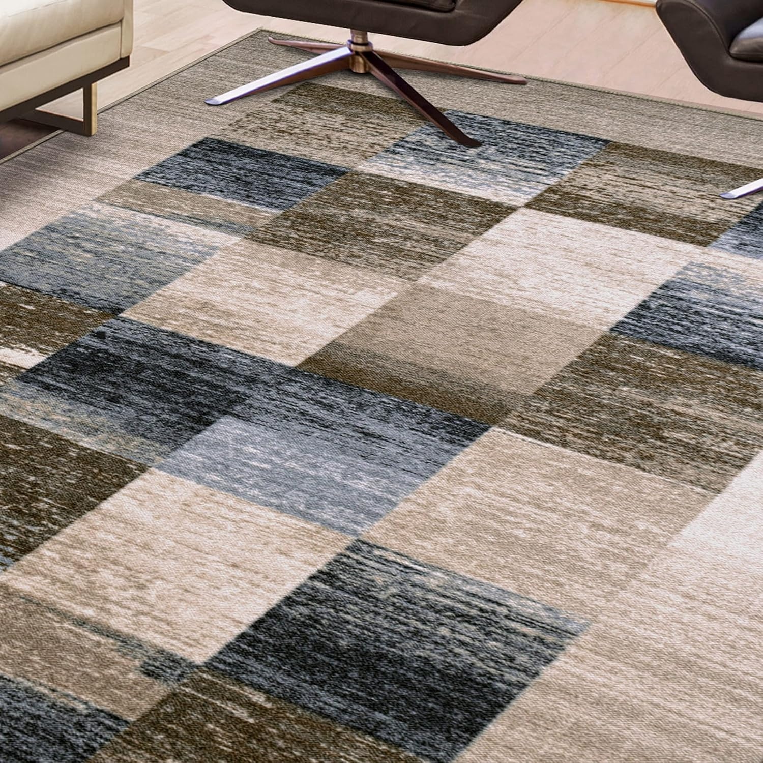 image:imageSuperior Indoor NonSlip Area Rug Damask Medallion Floor Decor Bohemian Rug for Living Room Bedroom Office Kitchen Dining Washable Rugs Foam Back Thalia Collection 5 x 8 CreamCream