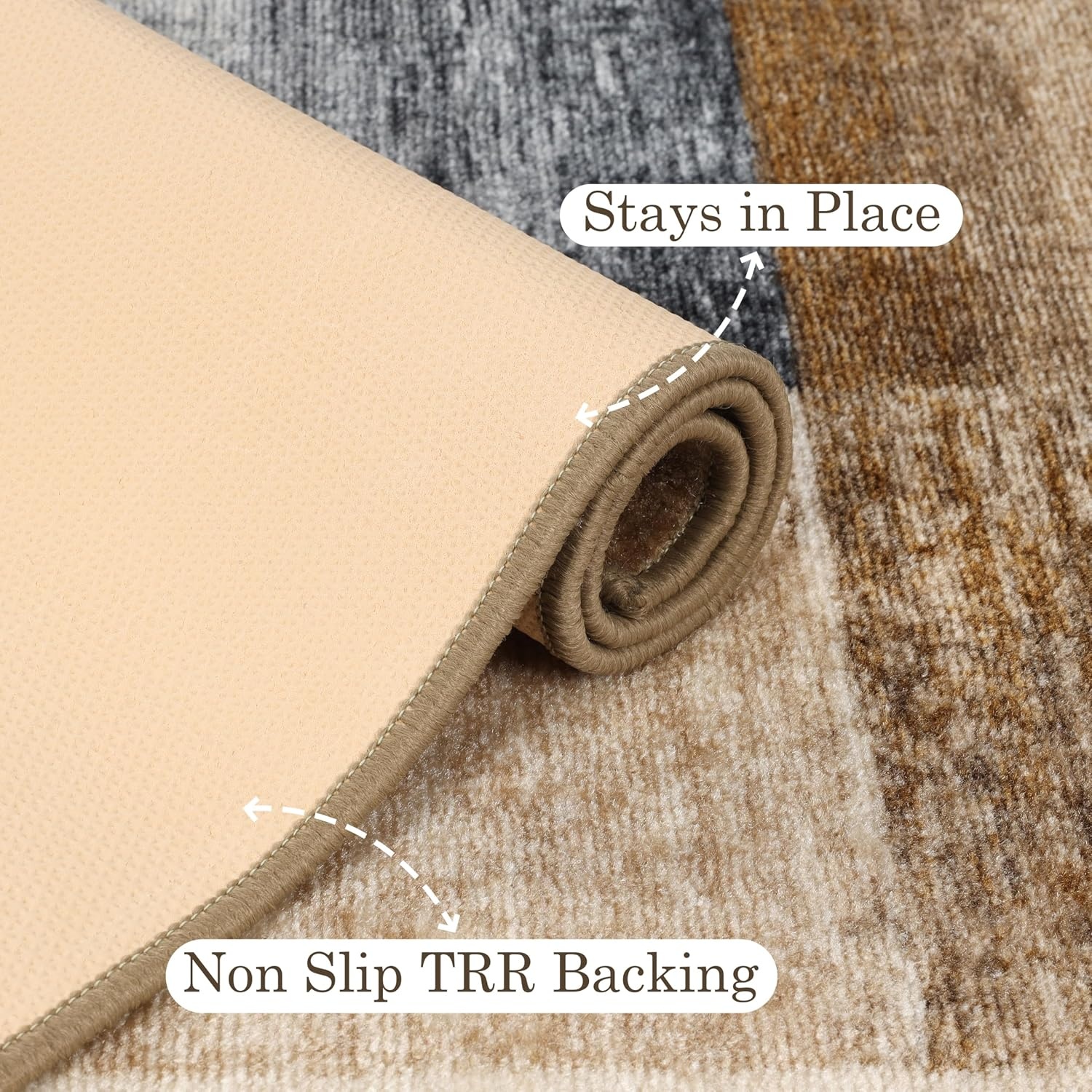 image:imageSuperior Indoor NonSlip Area Rug Damask Medallion Floor Decor Bohemian Rug for Living Room Bedroom Office Kitchen Dining Washable Rugs Foam Back Thalia Collection 5 x 8 CreamCream