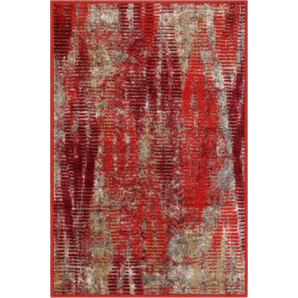 image:imageSuperior Indoor NonSlip Area Rug Damask Medallion Floor Decor Bohemian Rug for Living Room Bedroom Office Kitchen Dining Washable Rugs Foam Back Thalia Collection 5 x 8 CreamRed