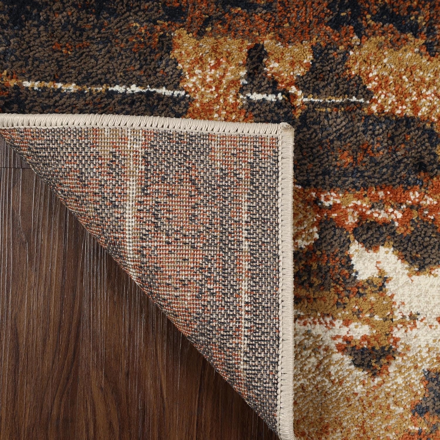 image:imageSuperior Indoor Area Rug Jute Backing Modern Rugs for Family Kitchen Floors Office Plush Floor Cover Abstract Design Damara Collection 8 x 10 CreamRust