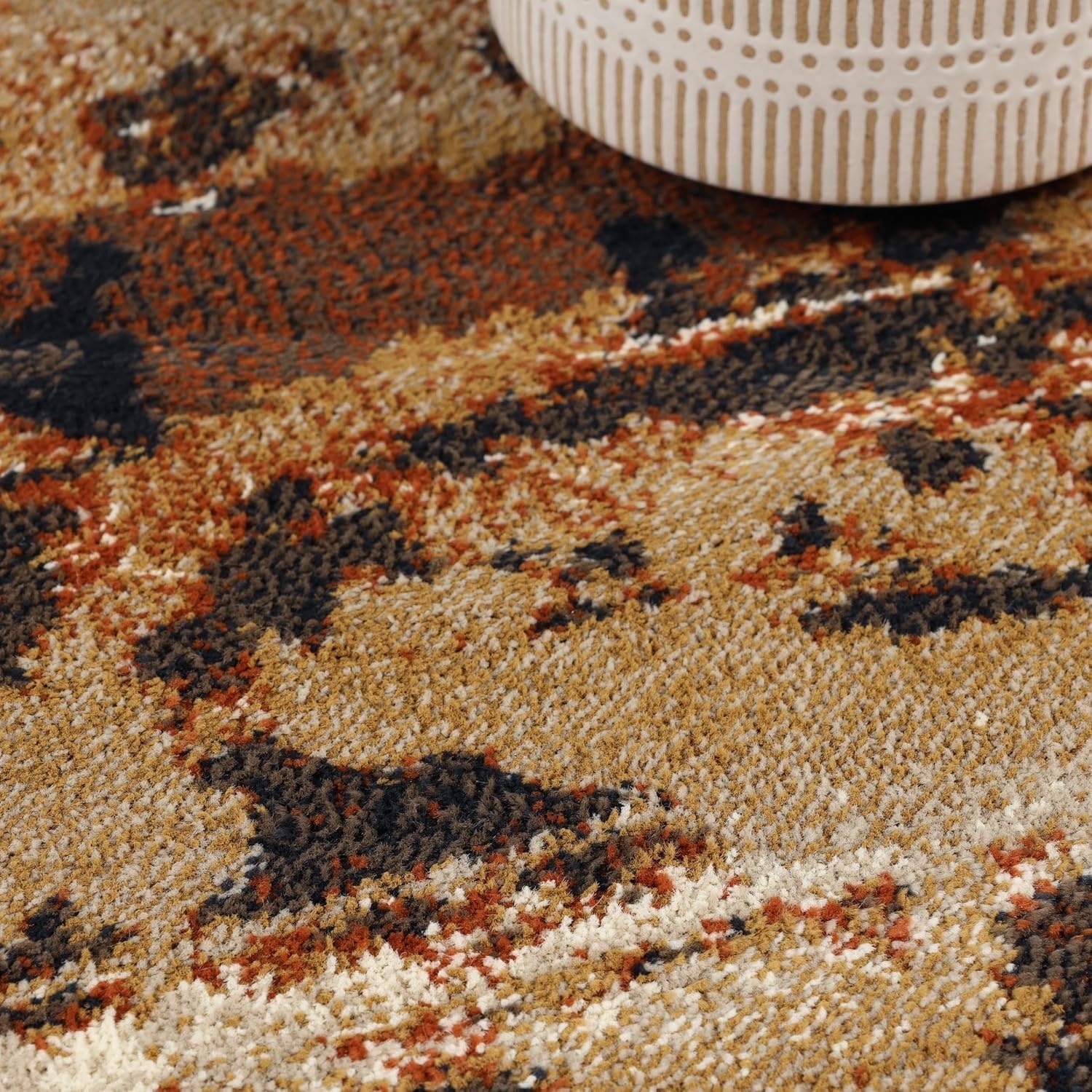 image:imageSuperior Indoor Area Rug Jute Backing Modern Rugs for Family Kitchen Floors Office Plush Floor Cover Abstract Design Damara Collection 8 x 10 CreamRust