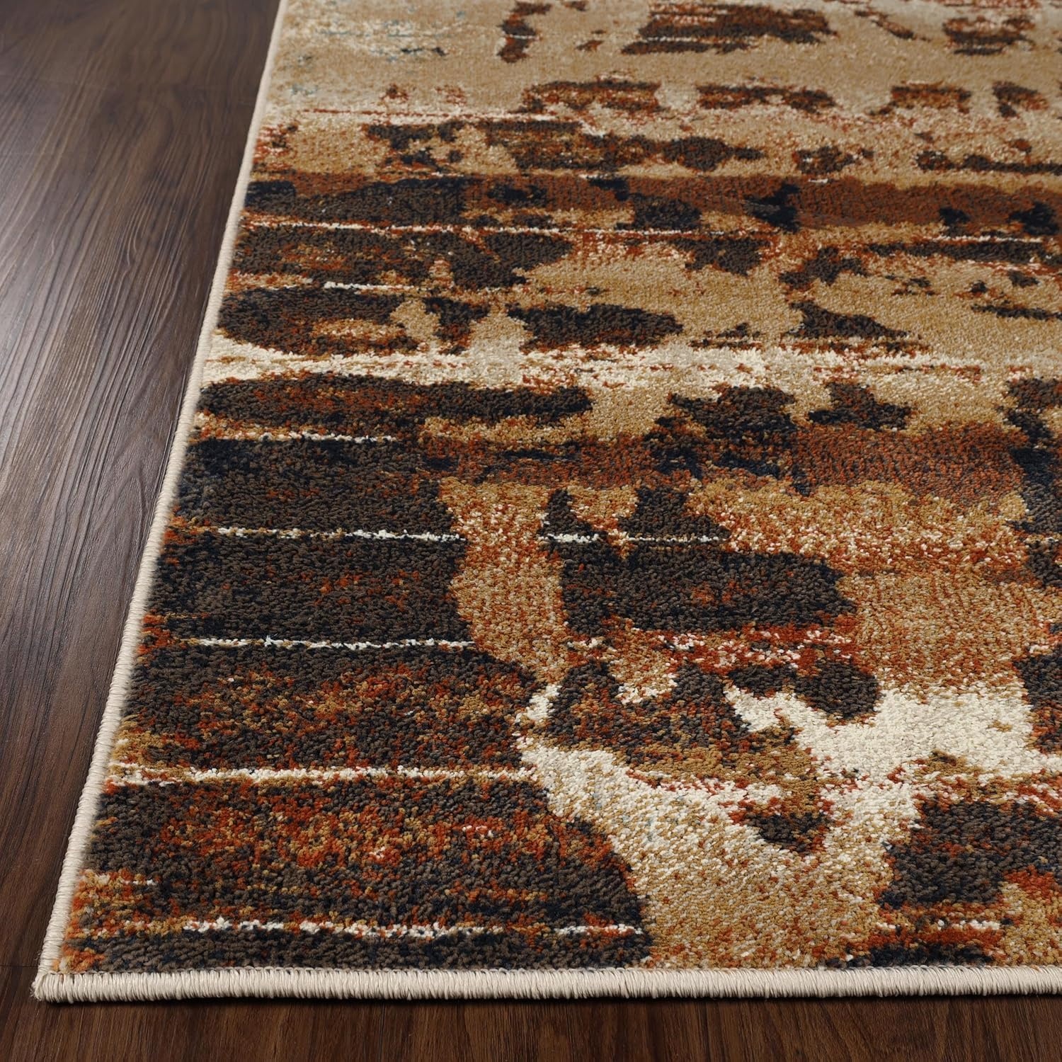 image:imageSuperior Indoor Area Rug Jute Backing Modern Rugs for Family Kitchen Floors Office Plush Floor Cover Abstract Design Damara Collection 8 x 10 CreamRust