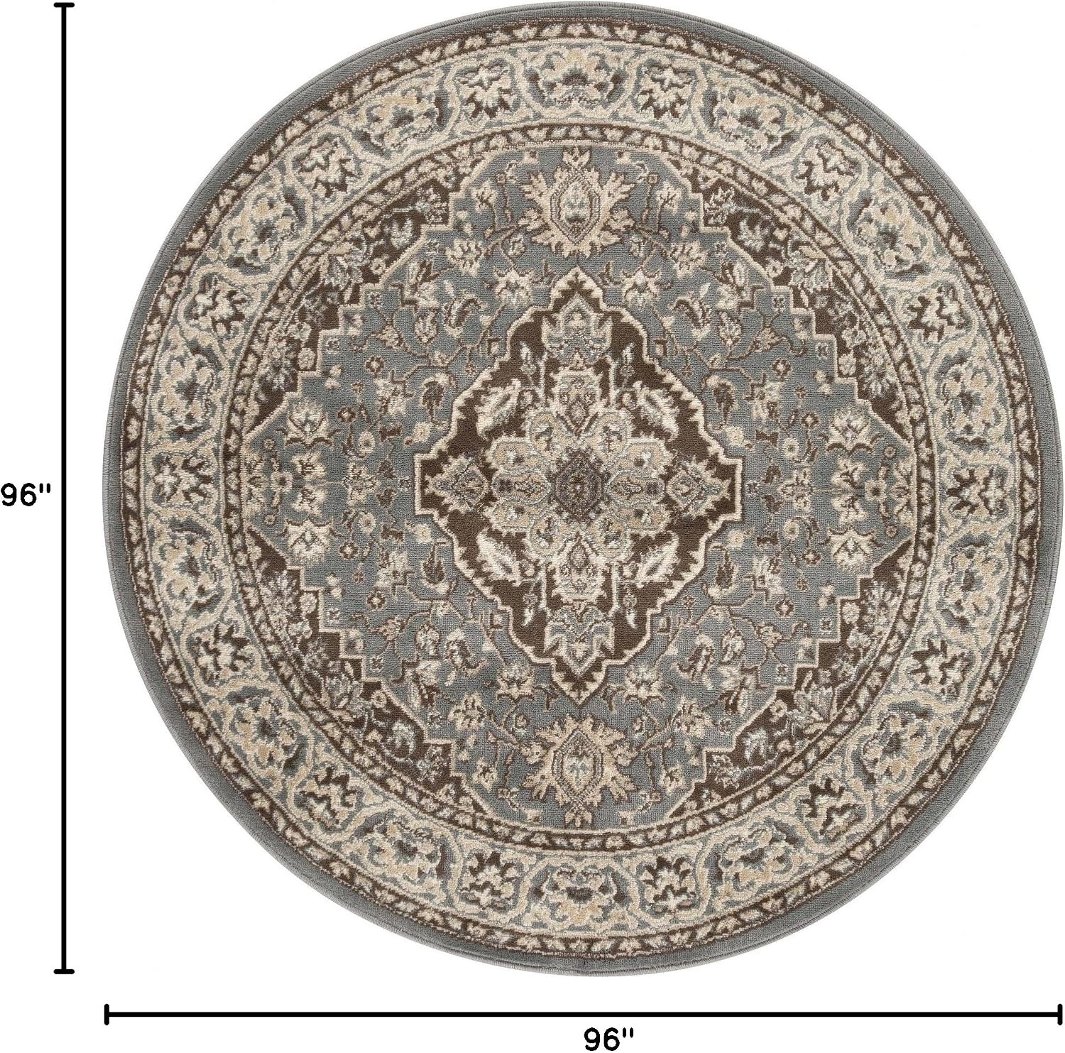 image:imageSUPERIOR Glendale Indoor Runner Rug Floral Medallion 8 Round Grey