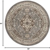 SUPERIOR Glendale Indoor Runner Rug, Floral Medallion, 8′ Round, Grey