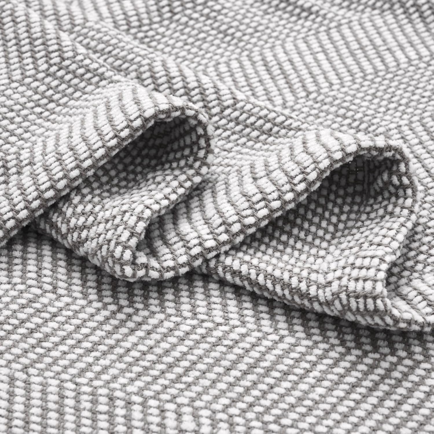 image:imageSUPERIOR Clara Cotton Blanket for Picnic Beach Traveling or Camping Bedroom Decor Essentials Cover for Bed Couch Lounging Textured Jacquard Striped Woven Blanket Twin IvoryCharcoal