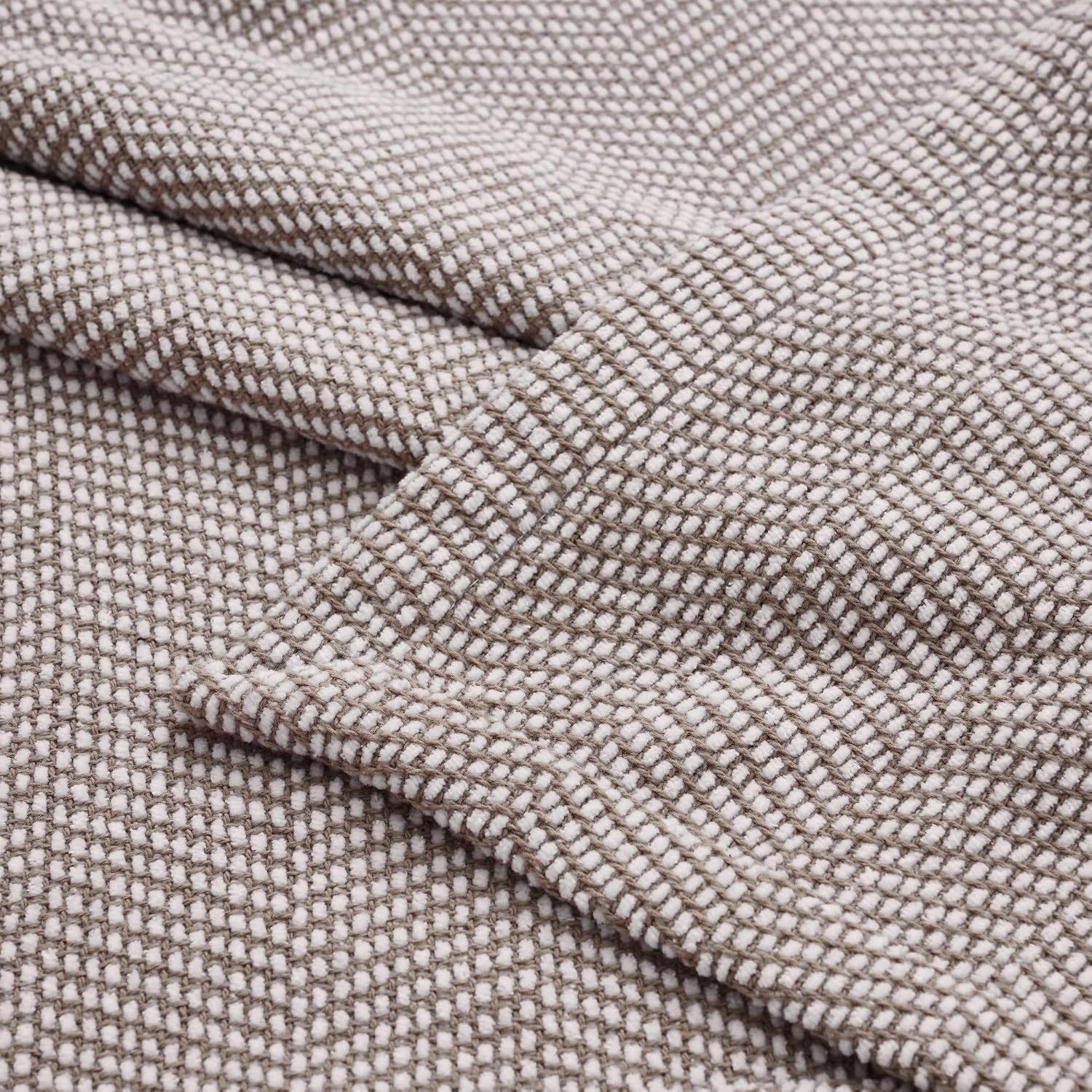 image:imageSUPERIOR Clara Cotton Blanket for Picnic Beach Traveling or Camping Bedroom Decor Essentials Cover for Bed Couch Lounging Textured Jacquard Striped Woven Blanket Twin IvoryBrown