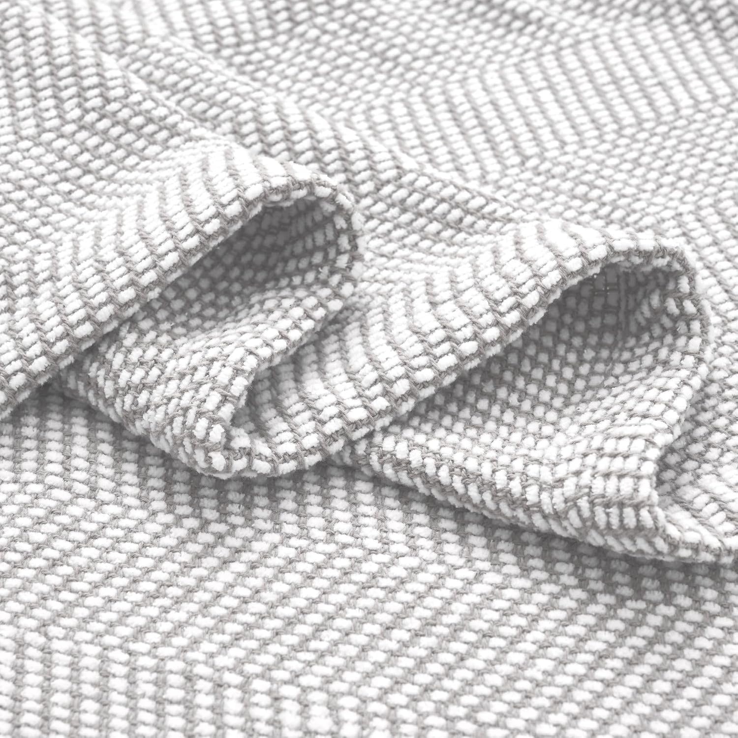 image:imageSUPERIOR Clara Cotton Blanket for Picnic Beach Traveling or Camping Bedroom Decor Essentials Cover for Bed Couch Lounging Textured Jacquard Striped Woven Blanket Twin IvoryGrey