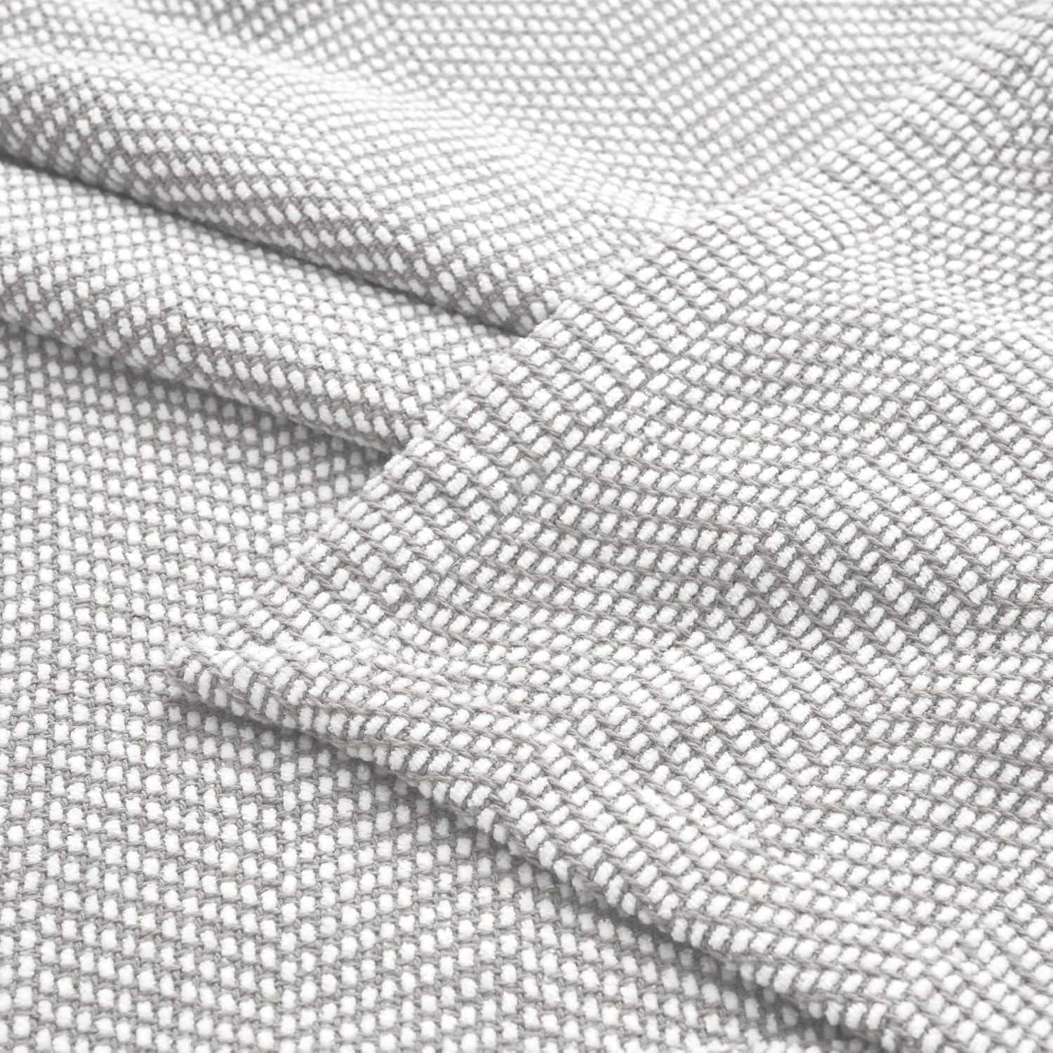 image:imageSUPERIOR Clara Cotton Blanket for Picnic Beach Traveling or Camping Bedroom Decor Essentials Cover for Bed Couch Lounging Textured Jacquard Striped Woven Blanket Twin IvoryGrey