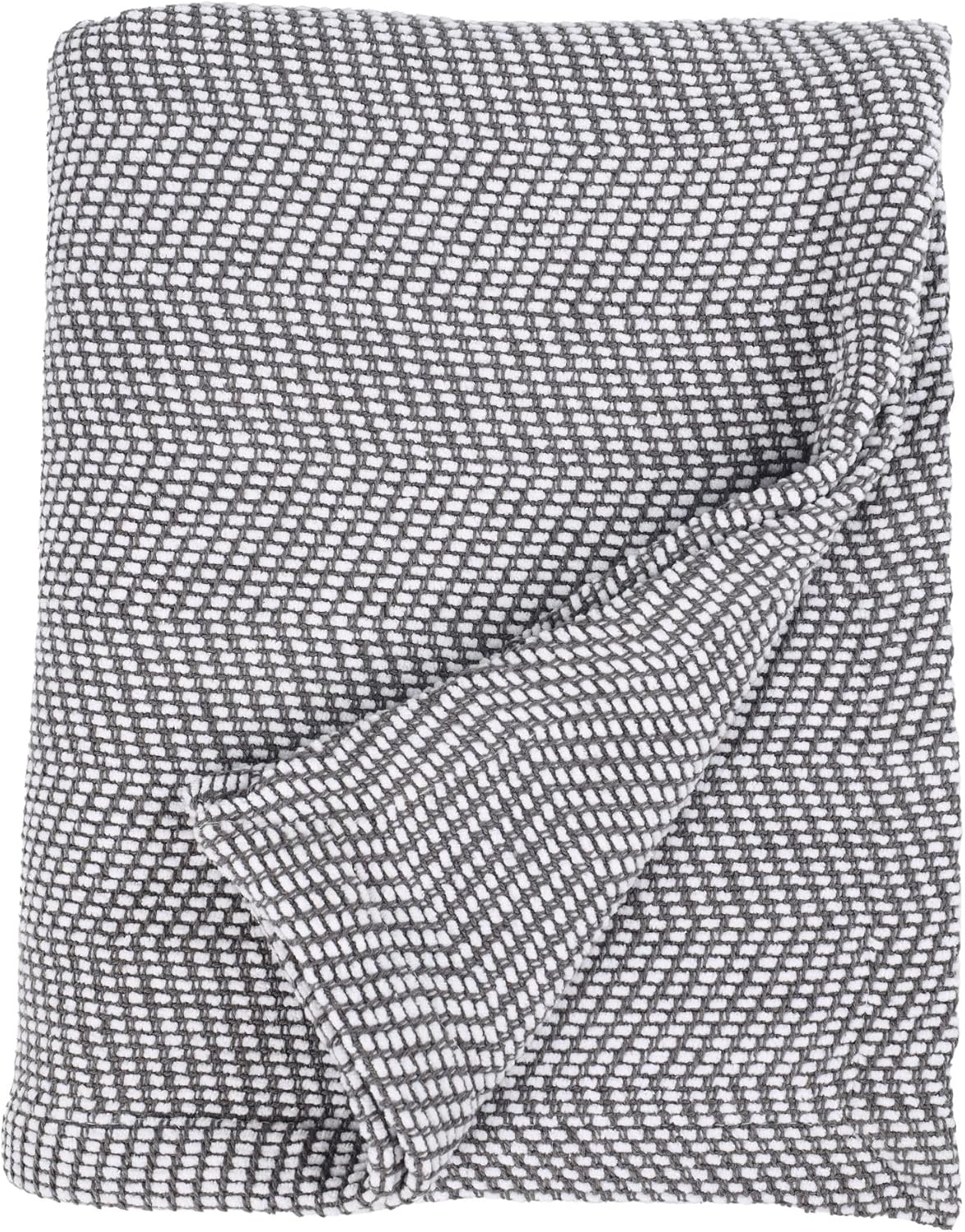 image:imageSUPERIOR Clara Cotton Blanket for Picnic Beach Traveling or Camping Bedroom Decor Essentials Cover for Bed Couch Lounging Textured Jacquard Striped Woven Blanket Twin IvoryCharcoal