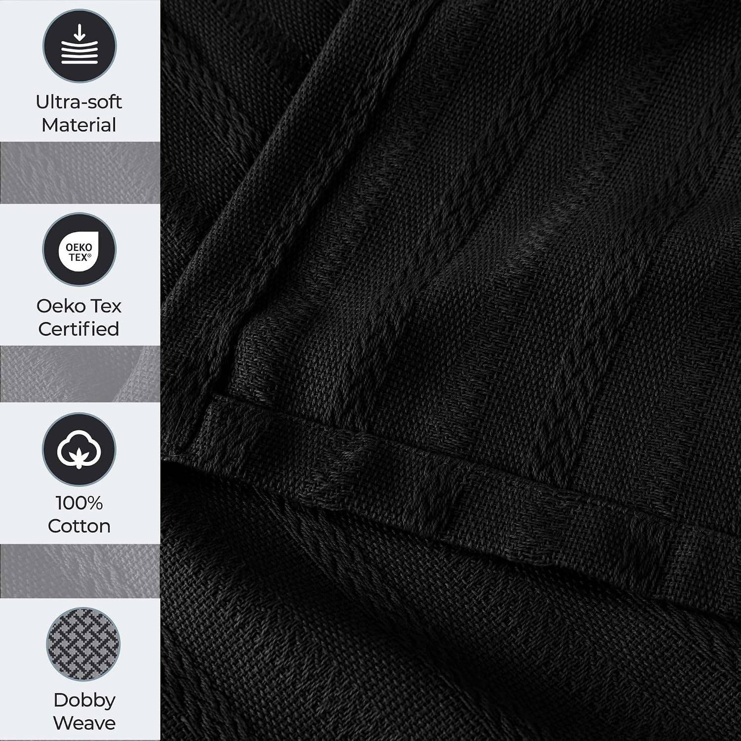 image:imageSUPERIOR Clara Cotton Blanket for Picnic Beach Traveling or Camping Bedroom Decor Essentials Cover for Bed Couch Lounging Textured Jacquard Striped Woven Blanket Twin IvoryBlack