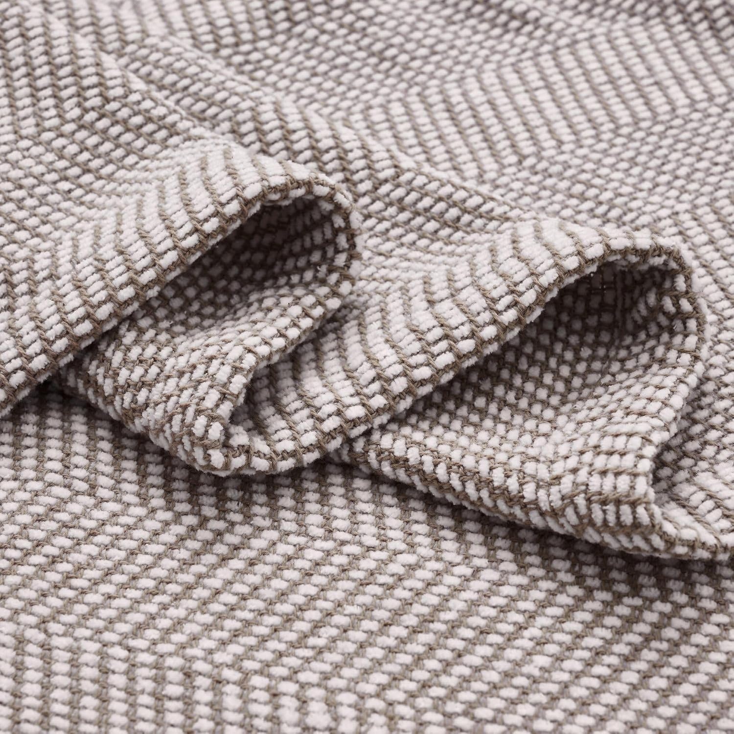 image:imageSUPERIOR Clara Cotton Blanket for Picnic Beach Traveling or Camping Bedroom Decor Essentials Cover for Bed Couch Lounging Textured Jacquard Striped Woven Blanket Twin IvoryBrown