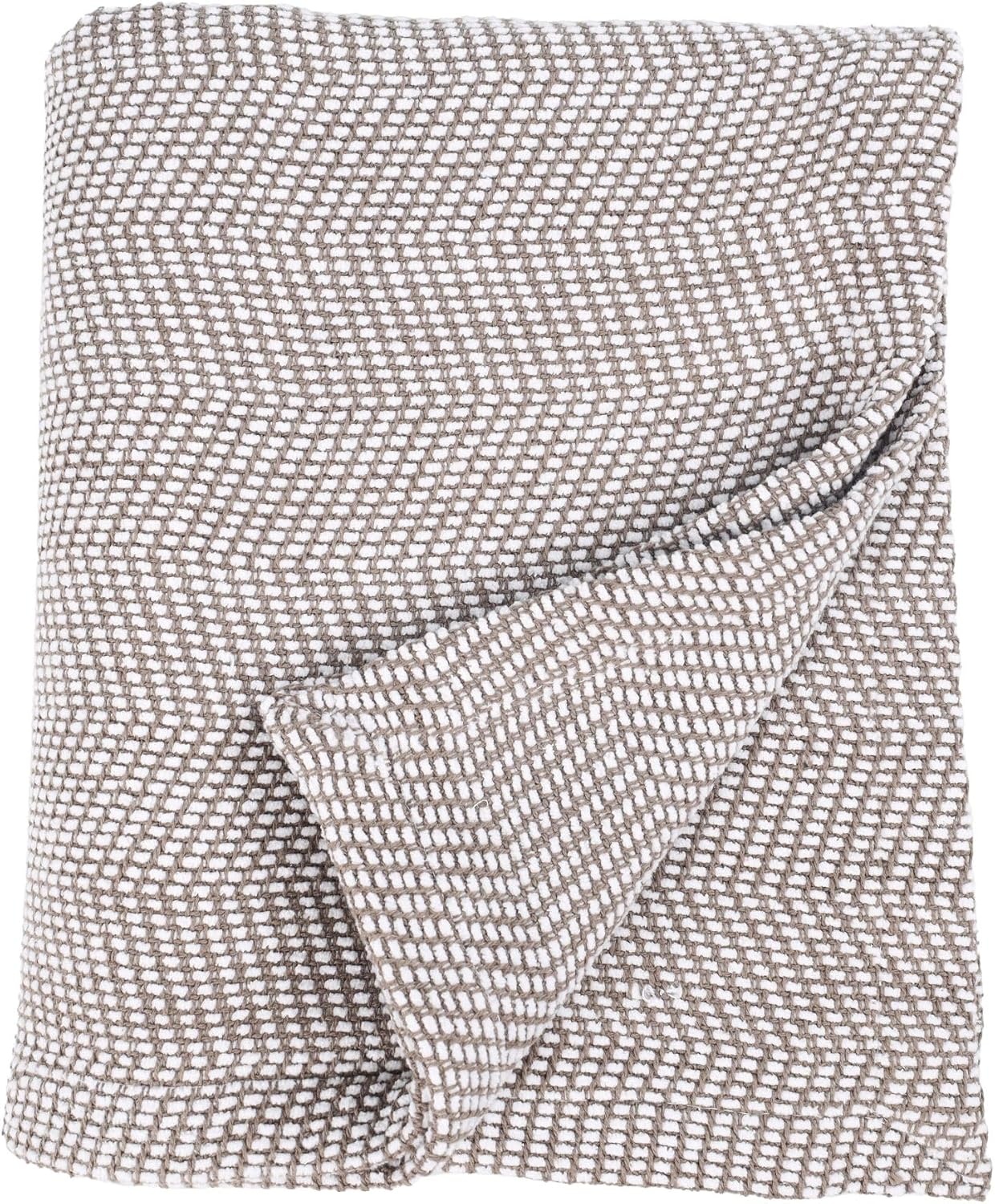 image:imageSUPERIOR Clara Cotton Blanket for Picnic Beach Traveling or Camping Bedroom Decor Essentials Cover for Bed Couch Lounging Textured Jacquard Striped Woven Blanket Twin IvoryBrown