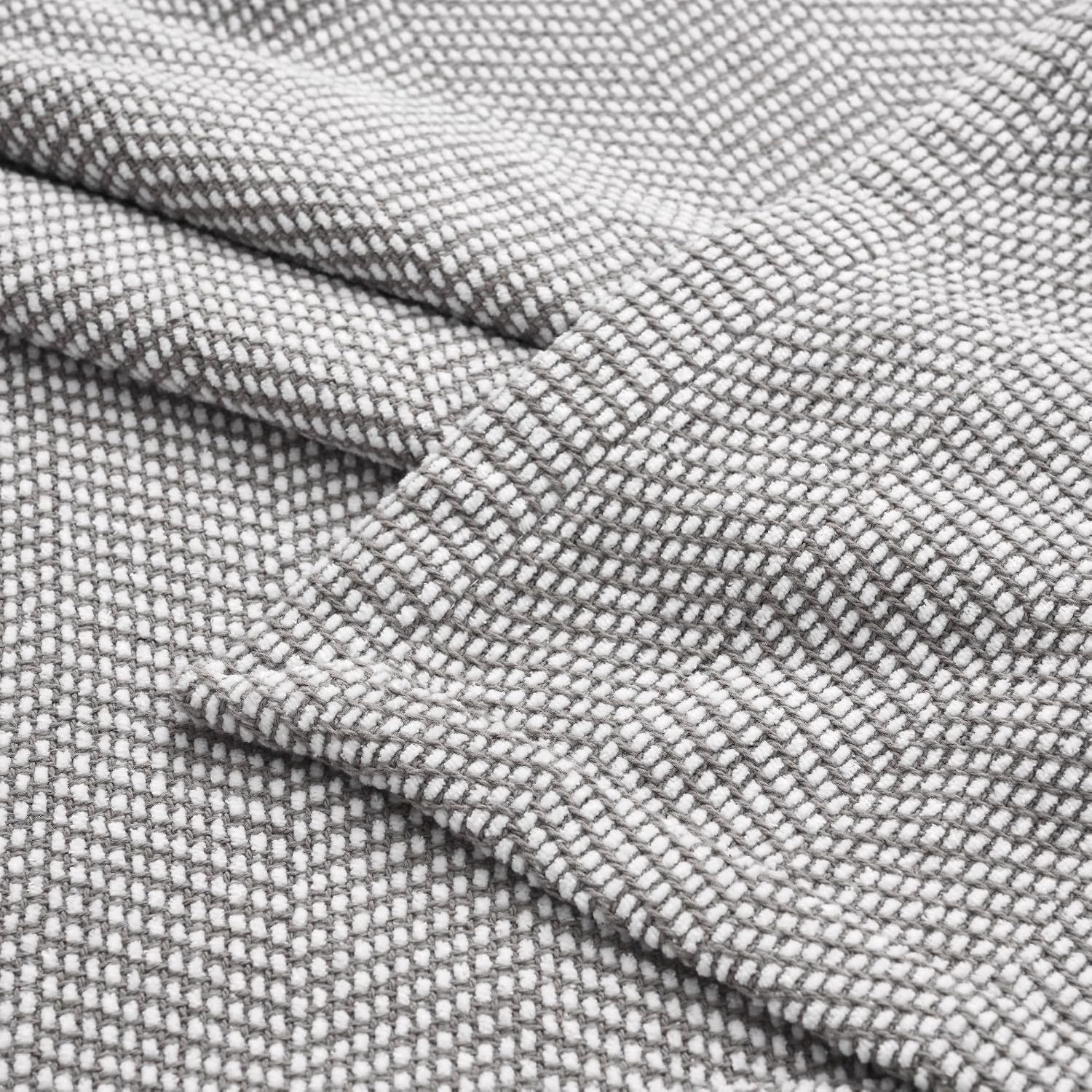 image:imageSUPERIOR Clara Cotton Blanket for Picnic Beach Traveling or Camping Bedroom Decor Essentials Cover for Bed Couch Lounging Textured Jacquard Striped Woven Blanket Twin IvoryCharcoal