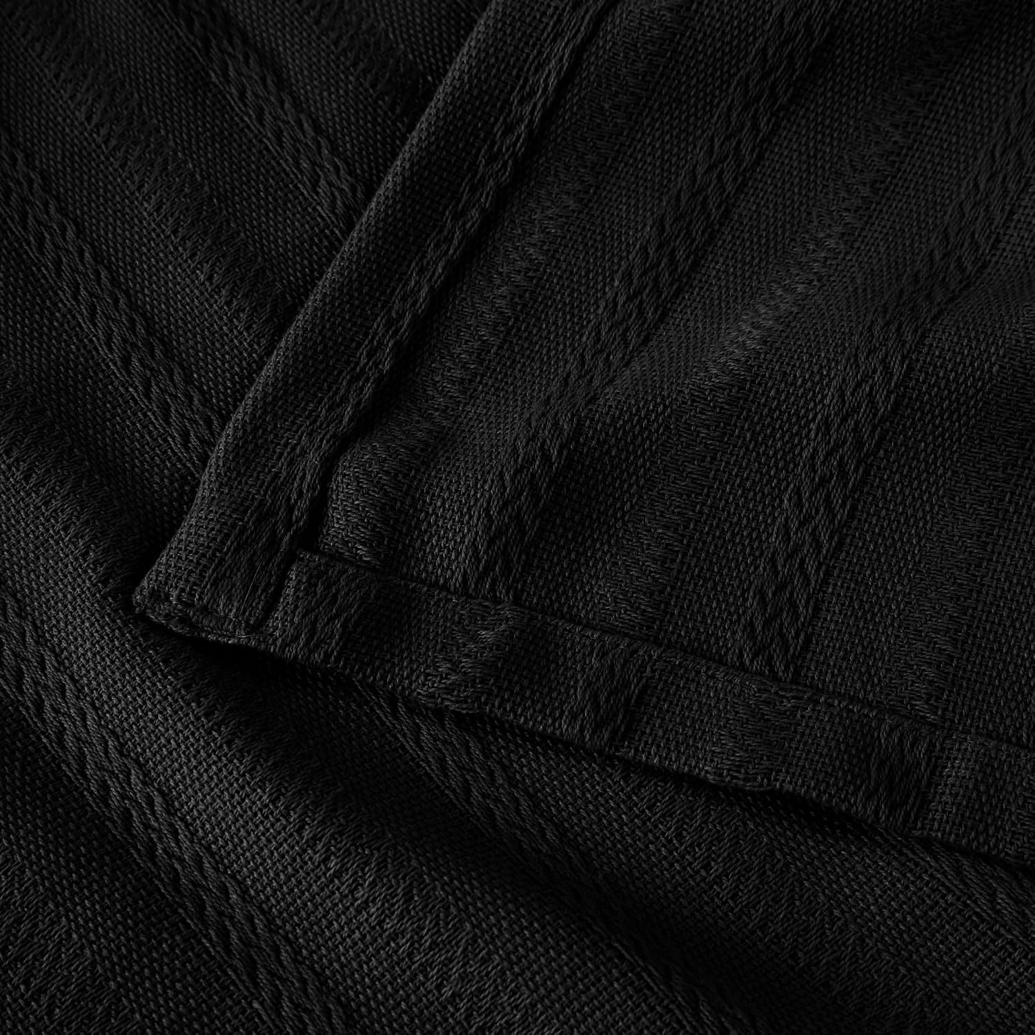 image:imageSUPERIOR Clara Cotton Blanket for Picnic Beach Traveling or Camping Bedroom Decor Essentials Cover for Bed Couch Lounging Textured Jacquard Striped Woven Blanket Twin IvoryBlack
