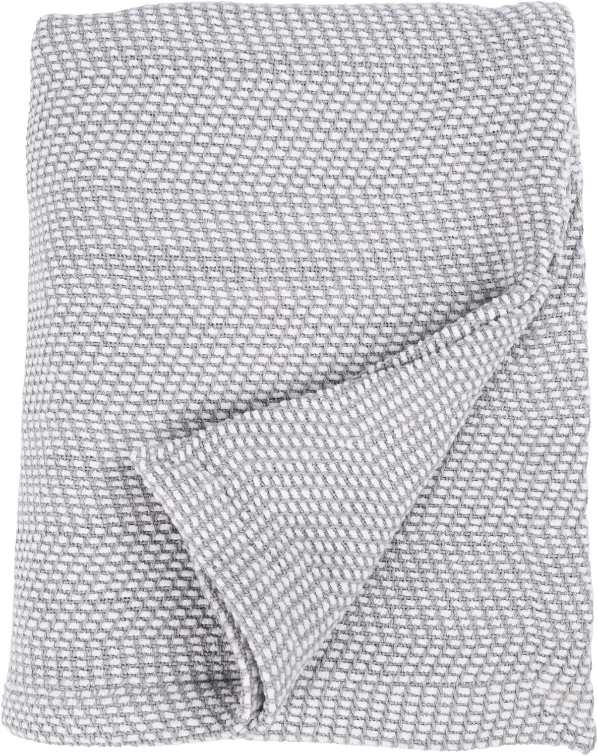 image:imageSUPERIOR Clara Cotton Blanket for Picnic Beach Traveling or Camping Bedroom Decor Essentials Cover for Bed Couch Lounging Textured Jacquard Striped Woven Blanket Twin IvoryGrey