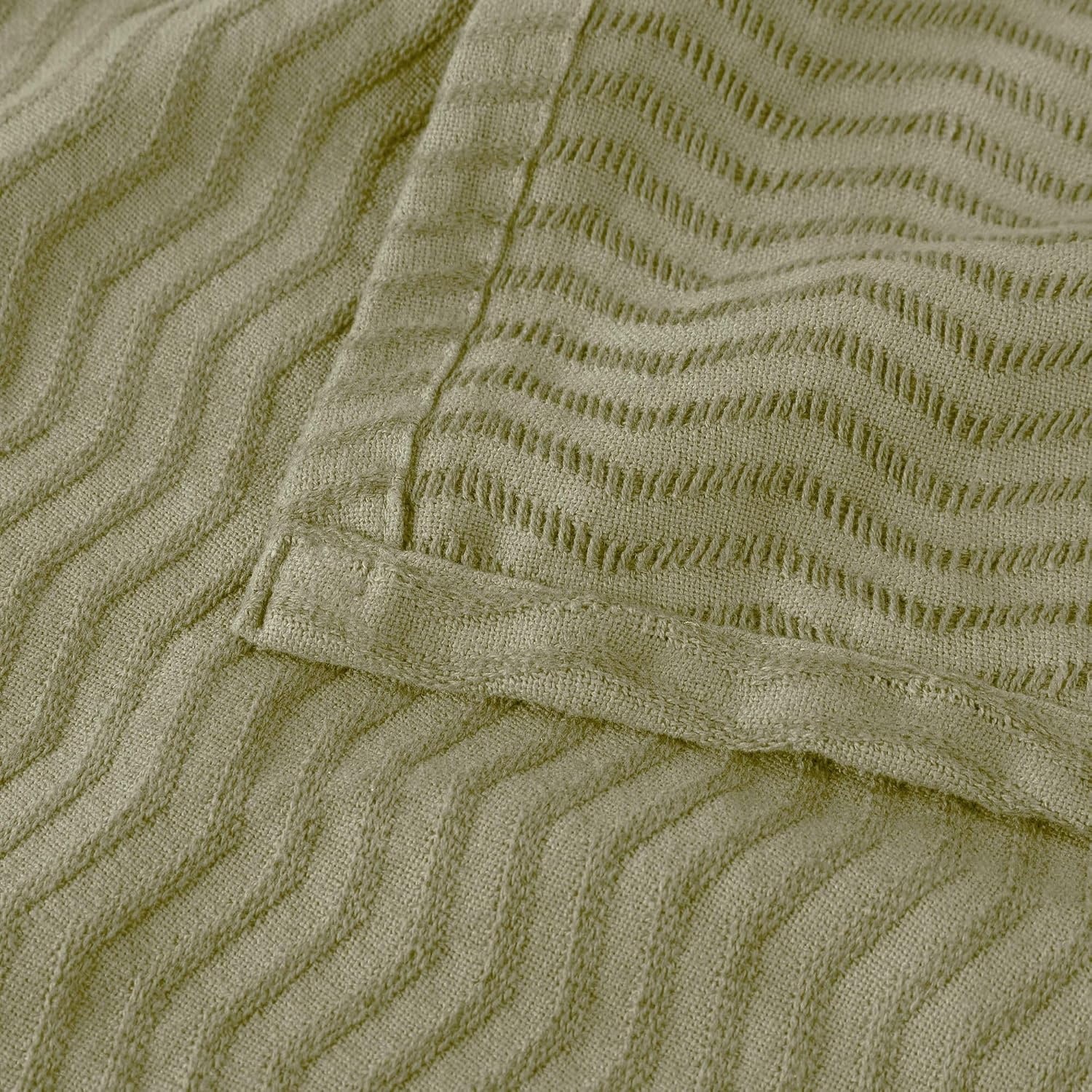 image:imageSUPERIOR JENA Cotton Blanket for Picnic Beach Traveling or Camping Bedroom Decor Essentials Cover for Bed Couch Lounging Textured Jacquard Modern Chevron Woven Blanket FullQueen IvorySage