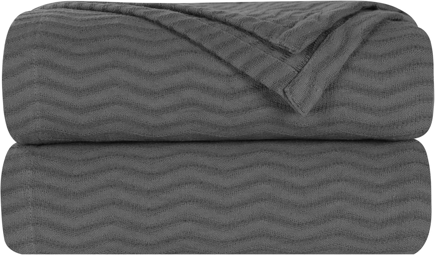 image:imageSUPERIOR JENA Cotton Blanket for Picnic Beach Traveling or Camping Bedroom Decor Essentials Cover for Bed Couch Lounging Textured Jacquard Modern Chevron Woven Blanket FullQueen IvoryCharcoal