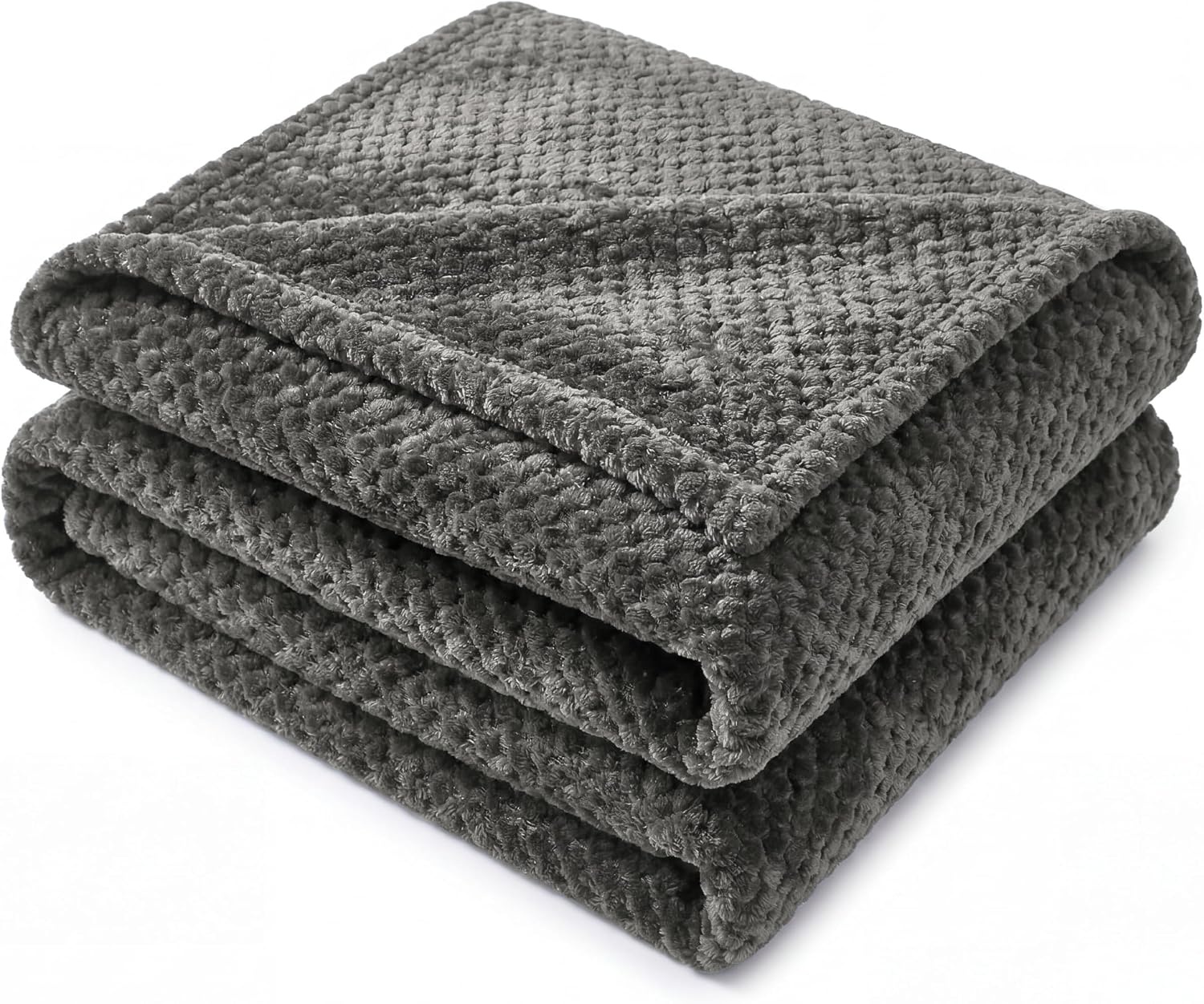 image:imageSUPERIOR Lily Pebbled Fluffy Fleece Blanket Artisanal Popcorn Texture Soft Throw for Couch Bed and Living Room Decor Bedroom Essentials Extra Cozy Fuzzy Warm Cover King Size WhiteCharcoal
