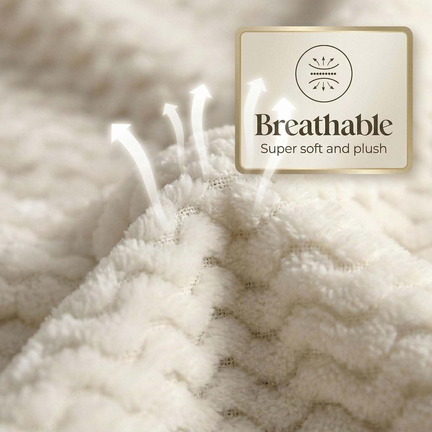 image:imageSUPERIOR Lily Pebbled Fluffy Fleece Blanket Artisanal Popcorn Texture Soft Throw for Couch Bed and Living Room Decor Bedroom Essentials Extra Cozy Fuzzy Warm Cover King Size WhiteIvory
