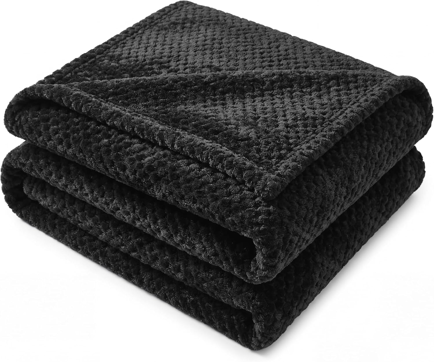 image:imageSUPERIOR Lily Pebbled Fluffy Fleece Blanket Artisanal Popcorn Texture Soft Throw for Couch Bed and Living Room Decor Bedroom Essentials Extra Cozy Fuzzy Warm Cover King Size WhiteBlack