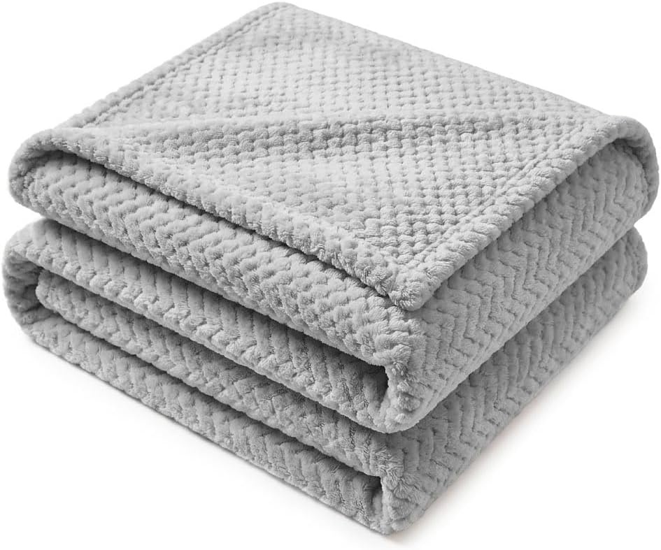 image:imageSUPERIOR Lily Pebbled Fluffy Fleece Blanket Artisanal Popcorn Texture Soft Throw for Couch Bed and Living Room Decor Bedroom Essentials Extra Cozy Fuzzy Warm Cover King Size WhitePlatinum
