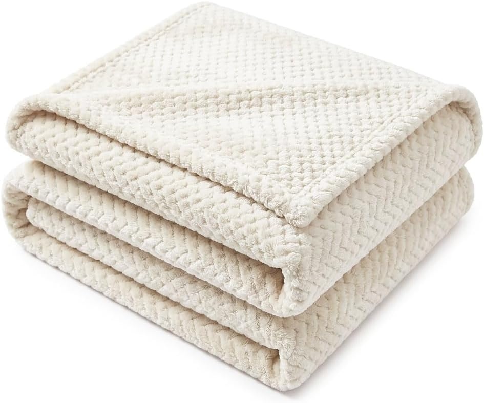 image:imageSUPERIOR Lily Pebbled Fluffy Fleece Blanket Artisanal Popcorn Texture Soft Throw for Couch Bed and Living Room Decor Bedroom Essentials Extra Cozy Fuzzy Warm Cover King Size WhiteIvory