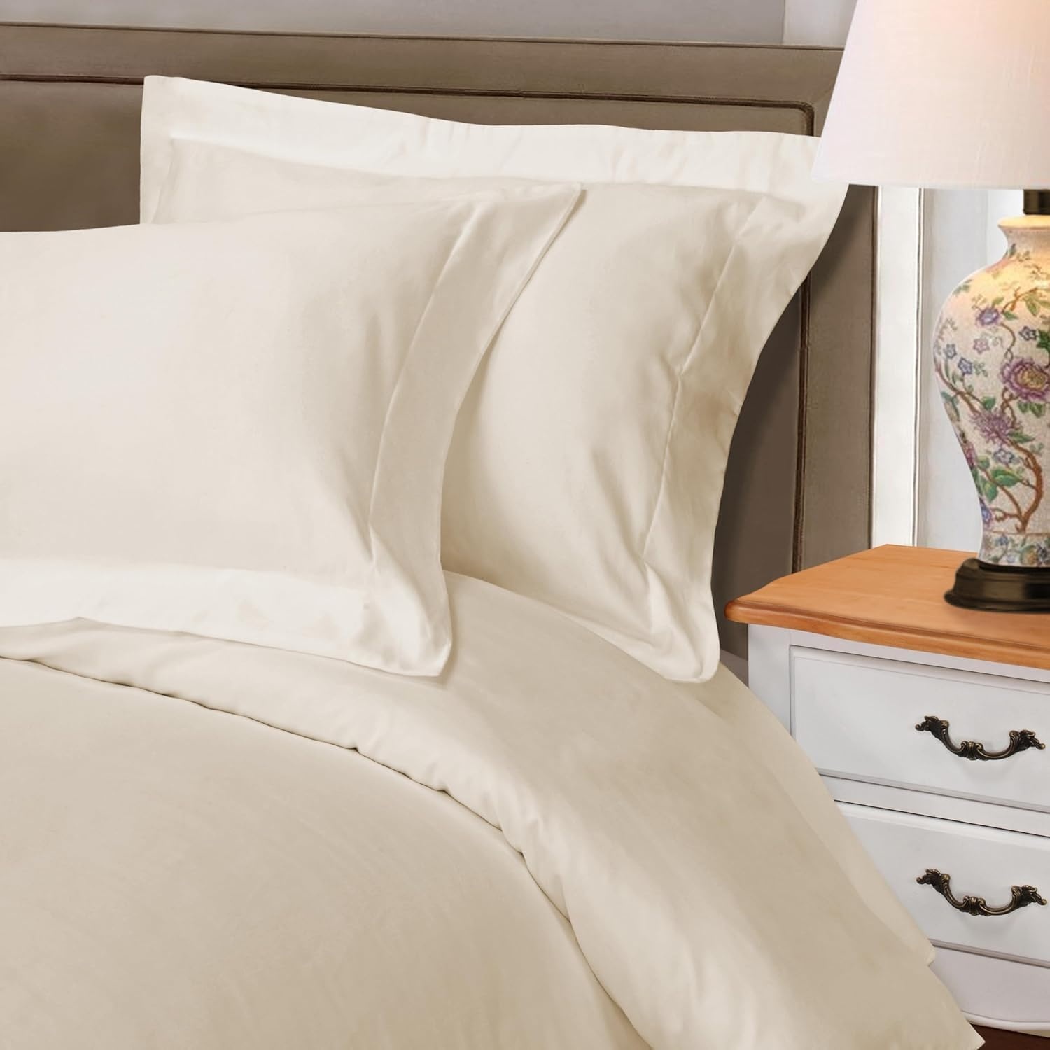 image:imageSuperior Egyptian Cotton 1000 Thread Count Duvet Cover Set Bed Covers Includes 1 Duvet Cover with Button Closure 2 Pillow Shams Oversized Bedding Decor FullQueen GoldIvory