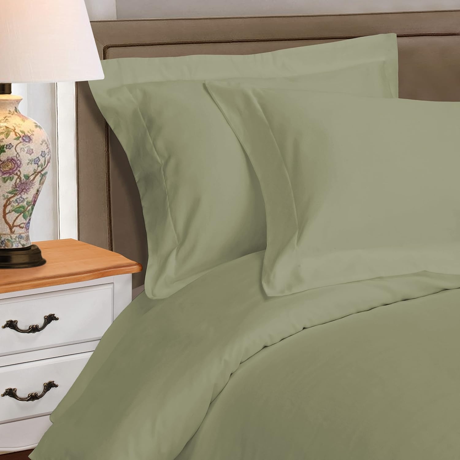 image:imageSuperior Egyptian Cotton 1000 Thread Count Duvet Cover Set Bed Covers Includes 1 Duvet Cover with Button Closure 2 Pillow Shams Oversized Bedding Decor FullQueen GoldSage