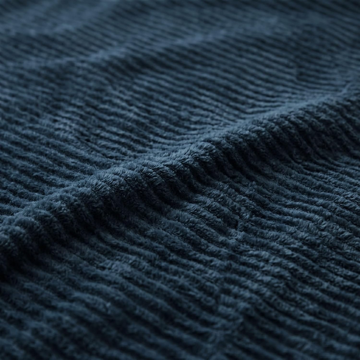 image:imageSuperior Kacey Ribbed Fluffy Fleece Blanket Textured Corduroy Style Tailored Throw for Couch Bed and Living Room Decor Bedroom Essentials Cozy Warm Thermal Cover King Size WhiteNavy Blue