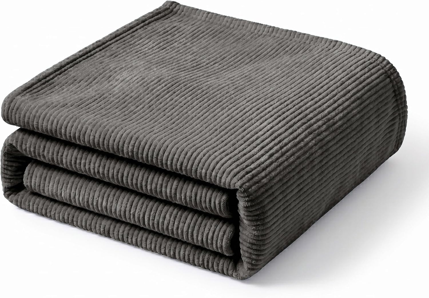 image:imageSuperior Kacey Ribbed Fluffy Fleece Blanket Textured Corduroy Style Tailored Throw for Couch Bed and Living Room Decor Bedroom Essentials Cozy Warm Thermal Cover King Size WhiteCharcoal