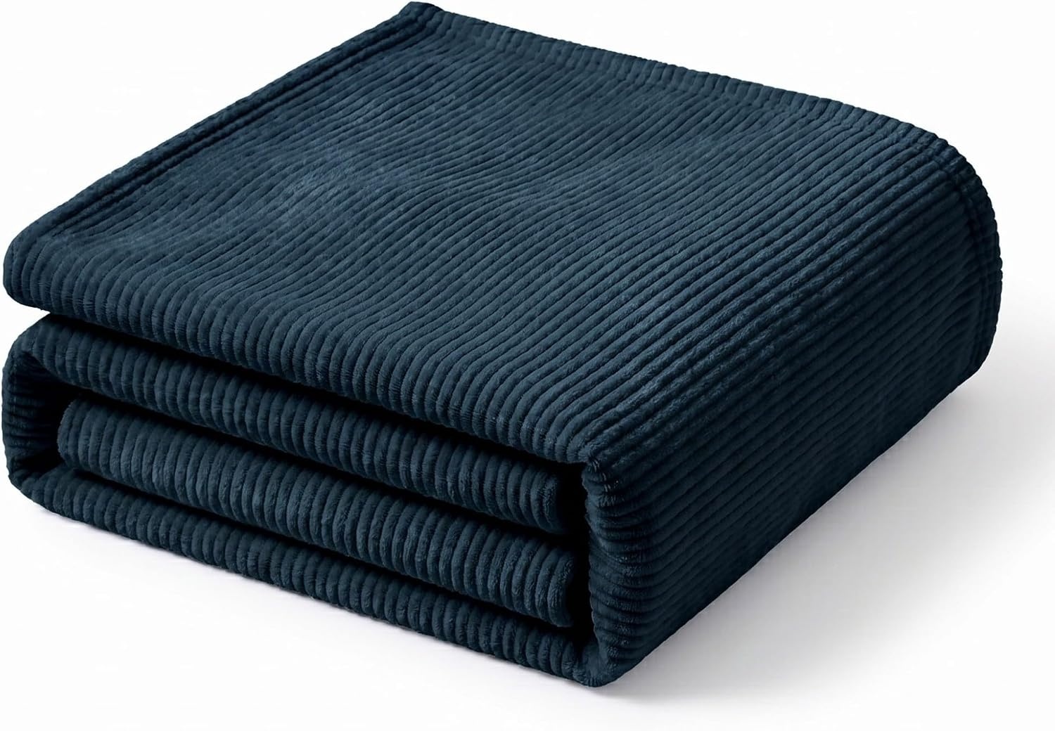 image:imageSuperior Kacey Ribbed Fluffy Fleece Blanket Textured Corduroy Style Tailored Throw for Couch Bed and Living Room Decor Bedroom Essentials Cozy Warm Thermal Cover King Size WhiteNavy Blue