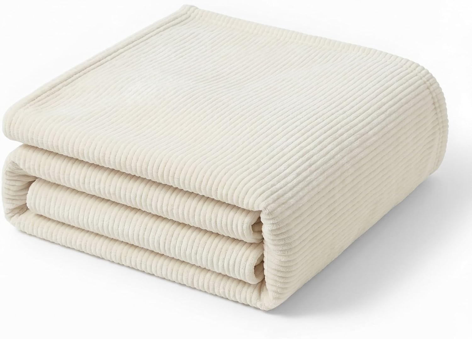 image:imageSuperior Kacey Ribbed Fluffy Fleece Blanket Textured Corduroy Style Tailored Throw for Couch Bed and Living Room Decor Bedroom Essentials Cozy Warm Thermal Cover King Size WhiteIvory