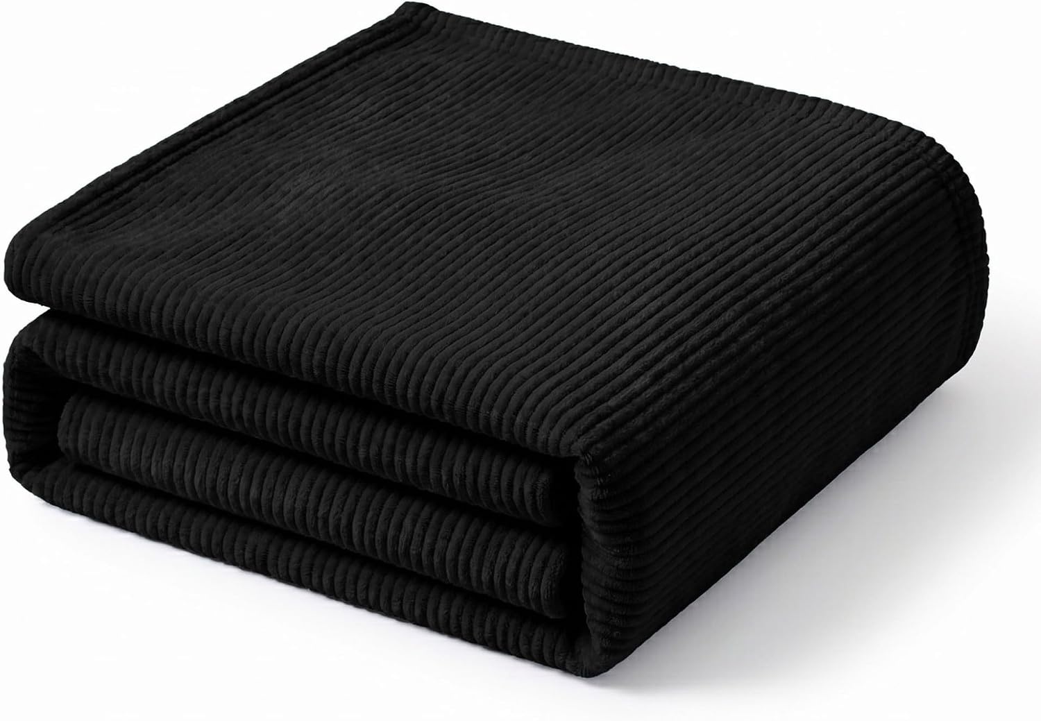 image:imageSuperior Kacey Ribbed Fluffy Fleece Blanket Textured Corduroy Style Tailored Throw for Couch Bed and Living Room Decor Bedroom Essentials Cozy Warm Thermal Cover King Size WhiteBlack